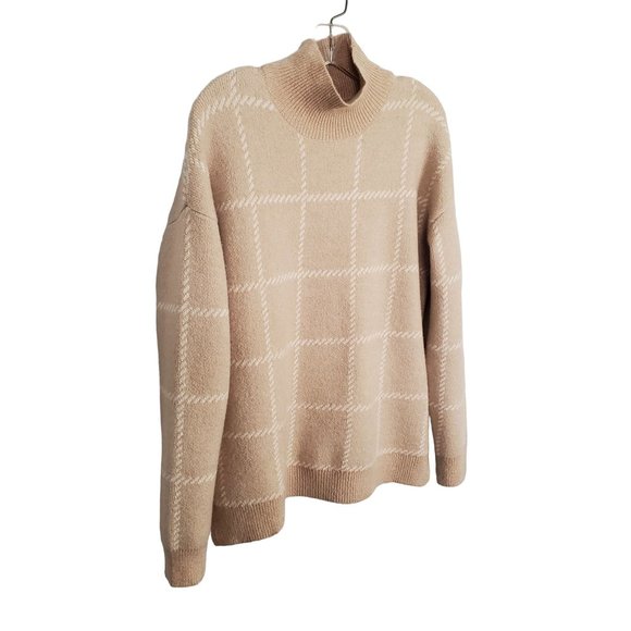 Rachel Zoe Sweaters - Rachel Zoe Size L Sweater Wool Blend Metallic Sparkle Mock Neck Thick Knit Tan